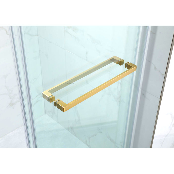 Hometo 55'' 60'' W x 76'' H Double Sliding Frameless Shower Door with